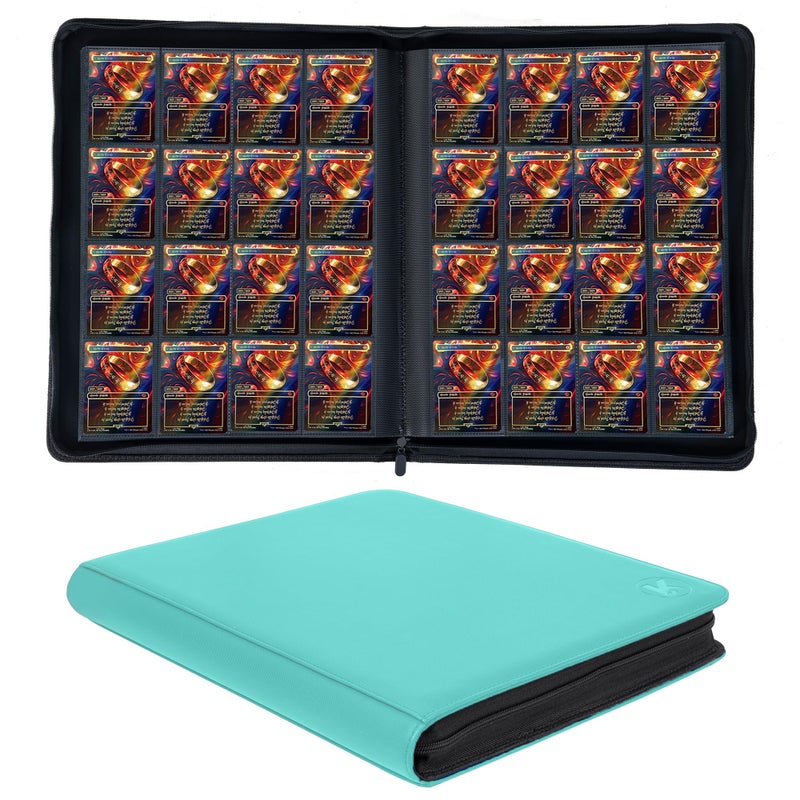 KUOOKING 1000 Pockets Trading Card Binder 16Pocket Card Ablum Compatible with MTGSports Cards Other Standard Size Trading Cards Teal - Image 2