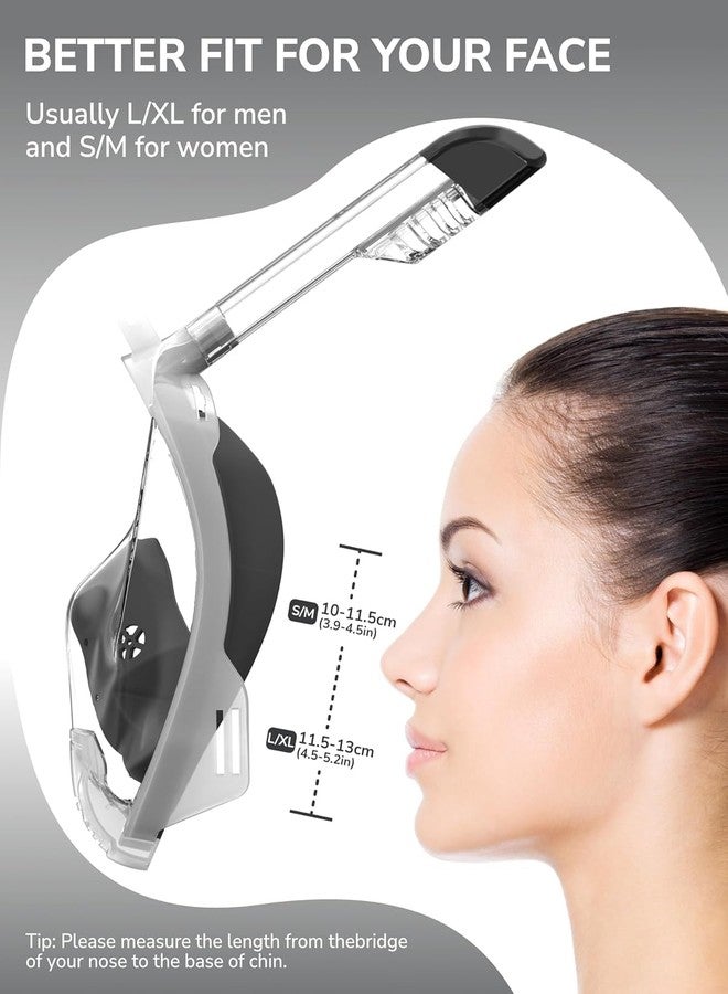 MUGATH قناع غطس MUGATH، قناع غطس بزاوية رؤية 180 درجة مع تصميم بانورامي يغطي الوجه بالكامل - قناع غطس متوافق مع كاميرات الرياضة بتقنية مضادة للضباب والتسرب للبالغين والأطفال (رمادي L/XL) - Image 2