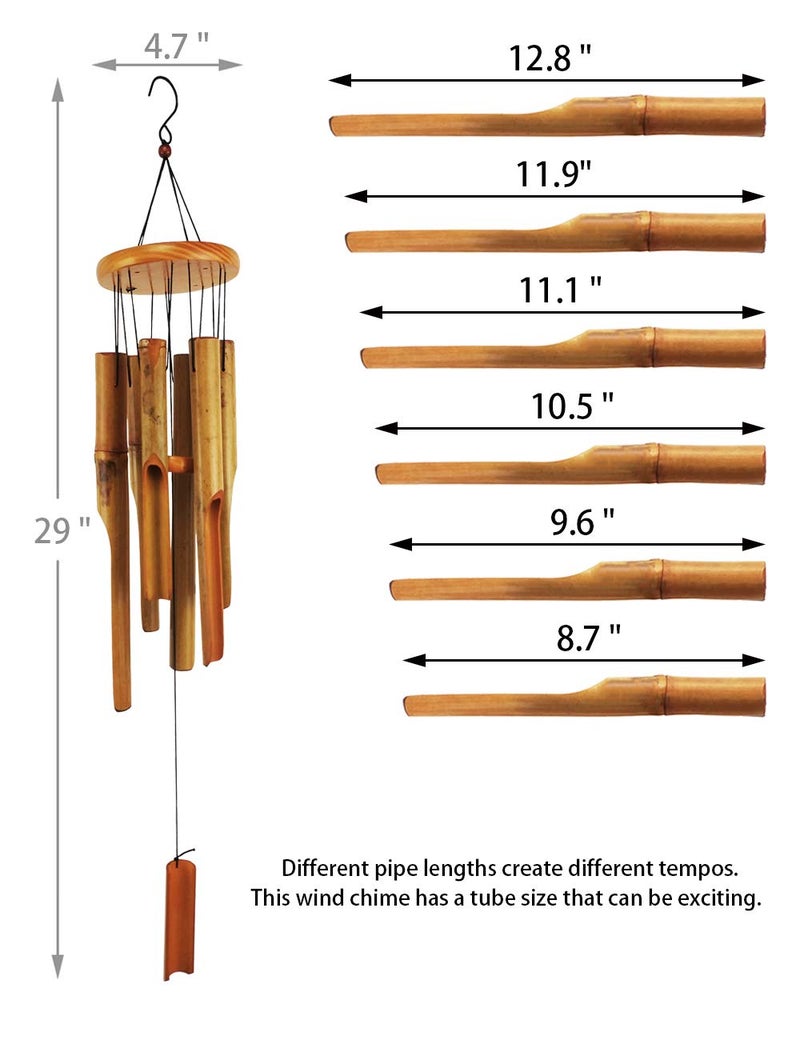 MUMTOP Bamboo Wind Chimes, Outdoor Wooden Wind Chime with Amazing Deep Tone for Garden, Patio, Home or Outdoor Decor - Image 3
