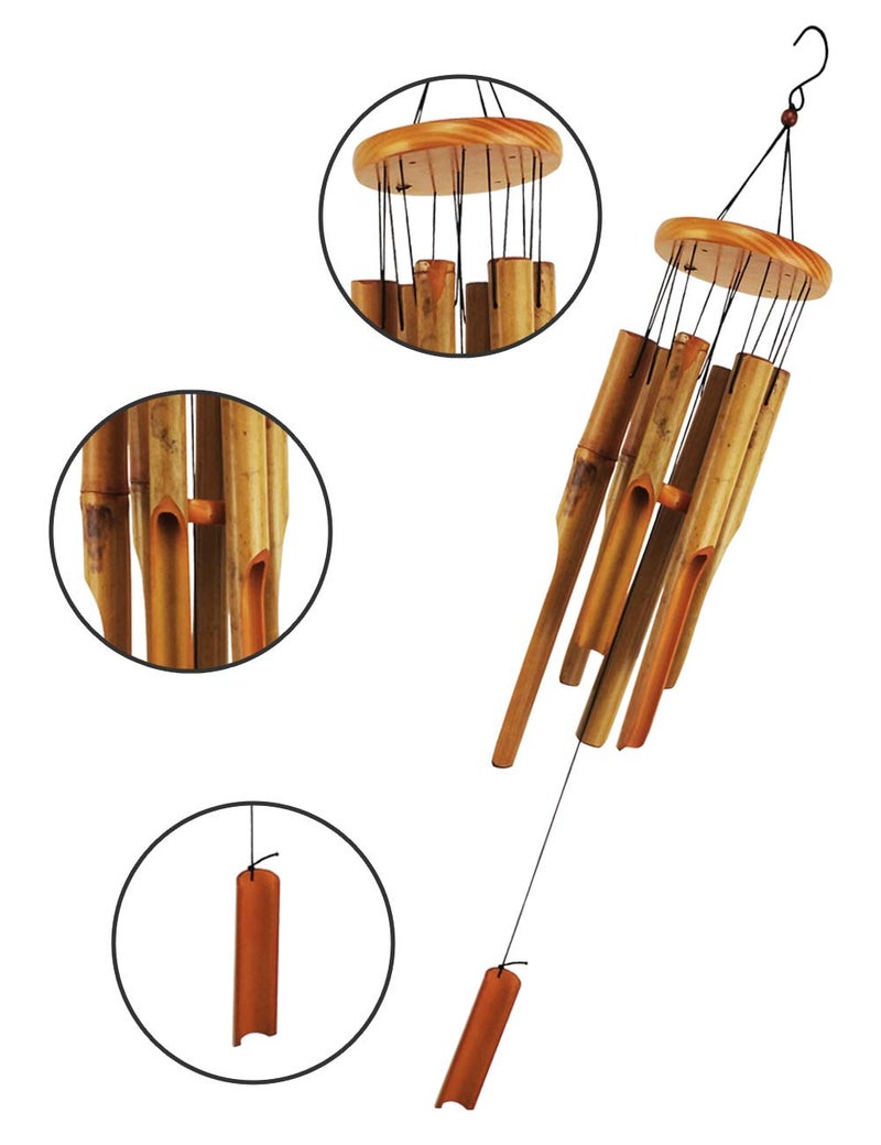 MUMTOP Bamboo Wind Chimes, Outdoor Wooden Wind Chime with Amazing Deep Tone for Garden, Patio, Home or Outdoor Decor - Image 2
