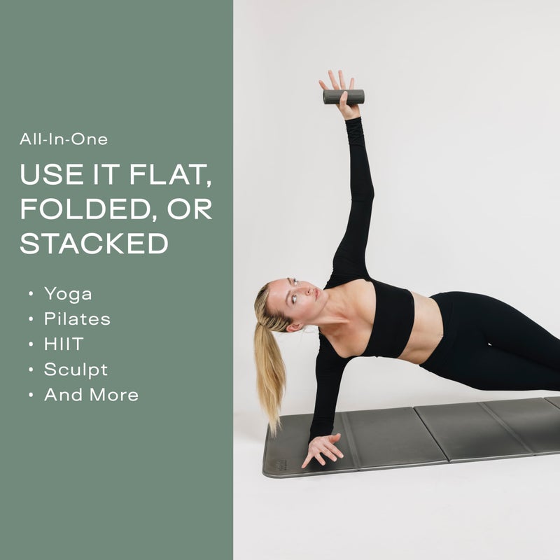 Stakt â€“ Foldable Multi-Purpose Fitness & Yoga Mat with Patented Design, Workout Mat with Non-Slip Surface, Portable & Lightweight, For Studio or Home Use, As Seen on Shark Tank (Iron) - Image 5