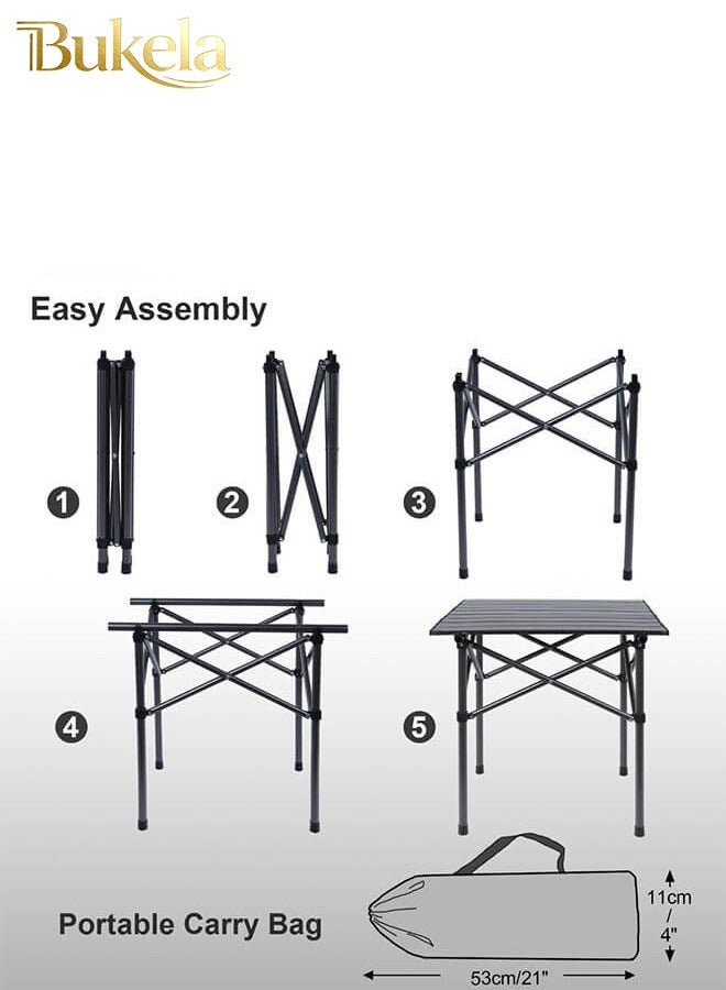 كيلا طاولة تخييم قابلة للطي، طاولة نزهة محمولة للتخييم في الهواء الطلق، 53*51*50 سم - Image 3