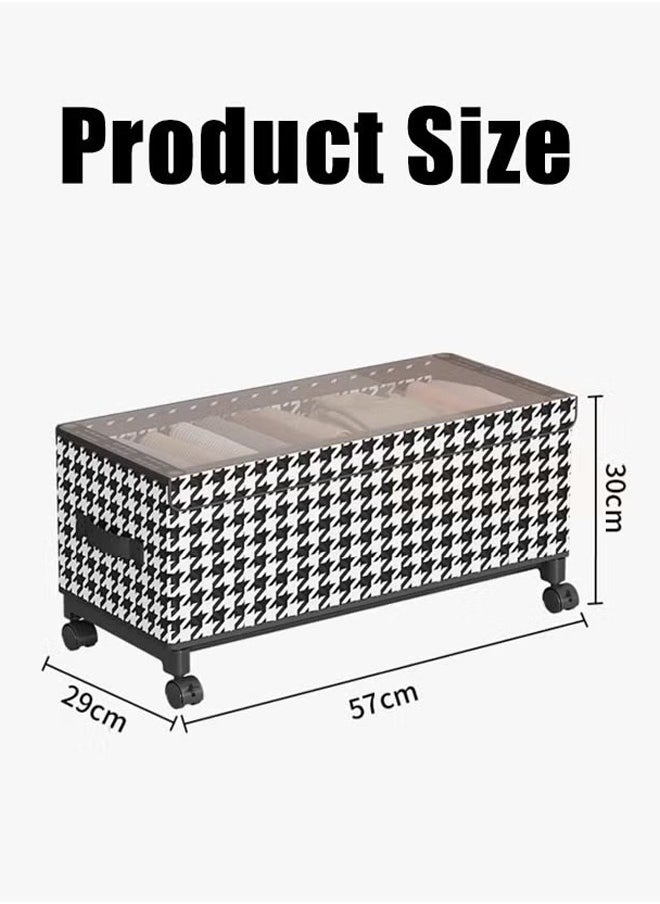 HQ-GAMING Under Bed Storage Container with Wheels & Handles Clear Window, Foldable Underbed Storage Bag Large Capacity Rolling Clothes Storage Bin Box Collapsible Bedroom Organizer for Blanket Bedding Shoes Toy  - Image 2