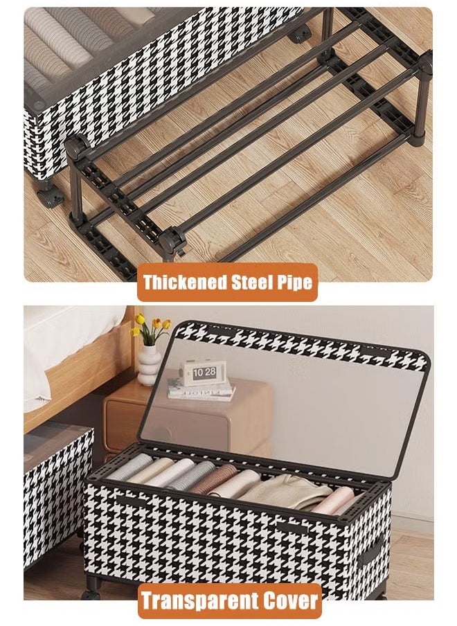 HQ-GAMING Under Bed Storage Container with Wheels & Handles Clear Window, Foldable Underbed Storage Bag Large Capacity Rolling Clothes Storage Bin Box Collapsible Bedroom Organizer for Blanket Bedding Shoes Toy  - Image 5