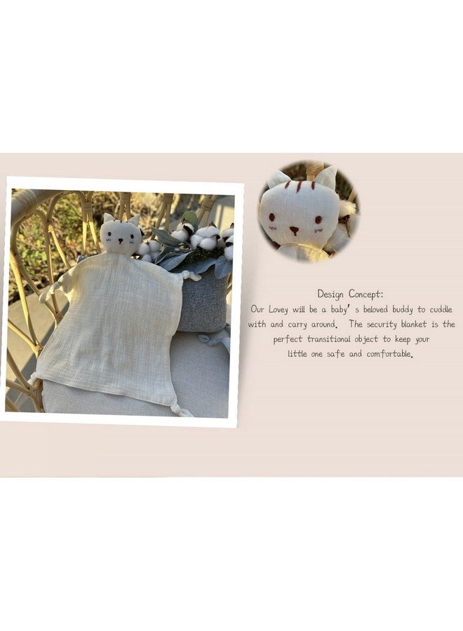 insular Lovey Blanket for Boys and Girls, Organic Cotton Muslin Security Blanket for Babies, Soft Breathable Lovie Soothing Towel for Newborn and Infant, Khaki Cat - Image 5