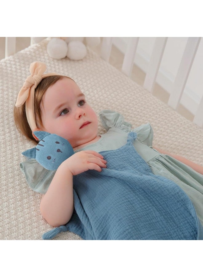 insular Lovey Blanket for Boys and Girls, Organic Cotton Muslin Security Blanket for Babies, Soft Breathable Lovie Soothing Towel for Newborn and Infant, Khaki Cat - Image 4