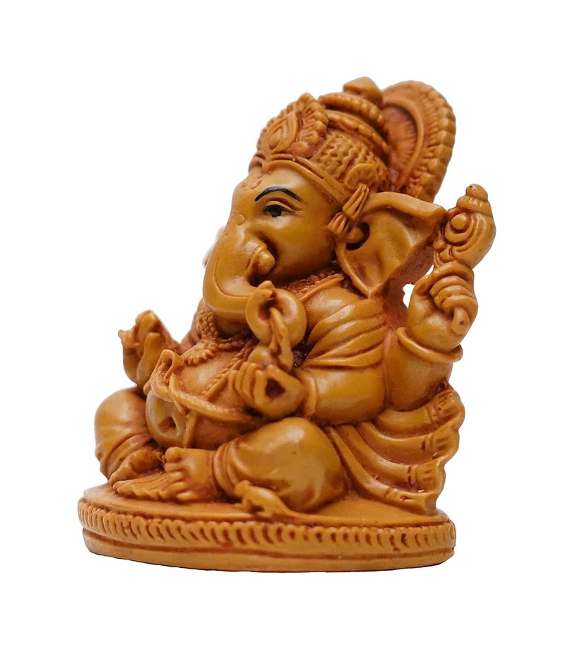 KariGhar Ganpati Ganesha Idol for Car DashboardHomePuja GharGifting Decoration Brown 25 x 275 x 4 inches - Image 4
