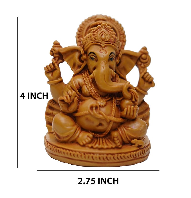 KariGhar Ganpati Ganesha Idol for Car DashboardHomePuja GharGifting Decoration Brown 25 x 275 x 4 inches - Image 3