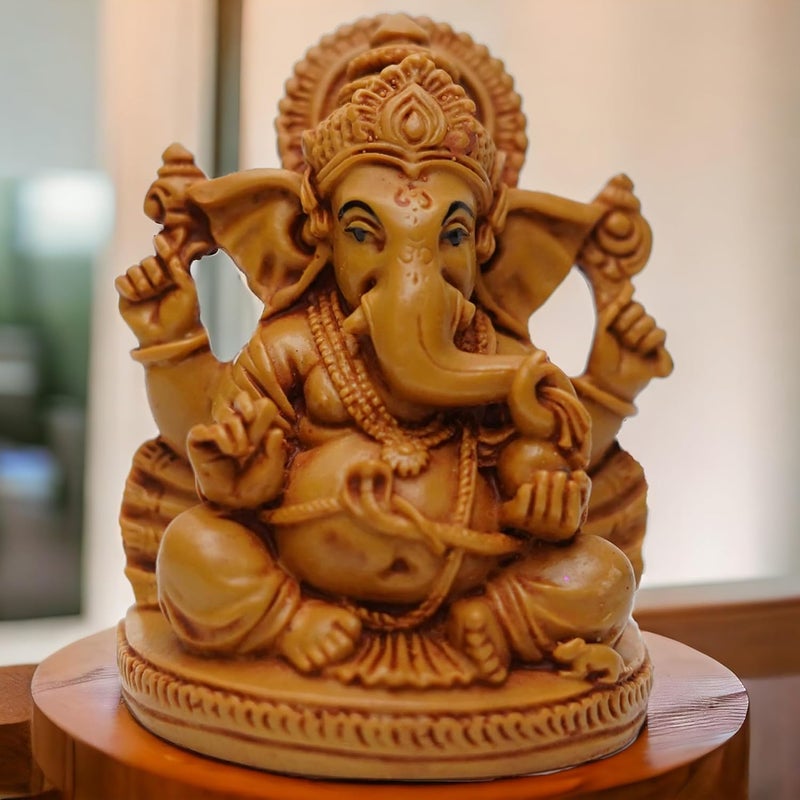 KariGhar Ganpati Ganesha Idol for Car DashboardHomePuja GharGifting Decoration Brown 25 x 275 x 4 inches - Image 1