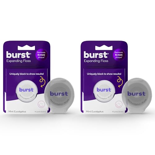Burst Expanding Dental Floss (Mint Eucalyptus/80 Yards) | Stain Absorbing & Woven Tooth Floss with Xylitol Coating to Fight Cavities | Vegan | Paraben Free Expanding Floss - Image 1