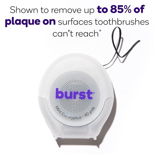 Burst Expanding Dental Floss (Mint Eucalyptus/80 Yards) | Stain Absorbing & Woven Tooth Floss with Xylitol Coating to Fight Cavities | Vegan | Paraben Free Expanding Floss - Image 3