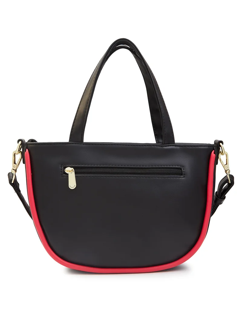 CAPRESE Caprese Gracie Solid Black Faux Leather Medium Satchel Bag