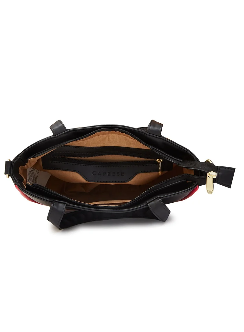CAPRESE Caprese Gracie Solid Black Faux Leather Medium Satchel Bag