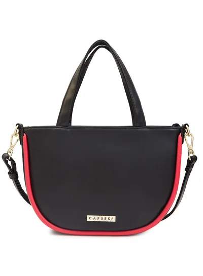 CAPRESE Caprese Gracie Solid Black Faux Leather Medium Satchel Bag