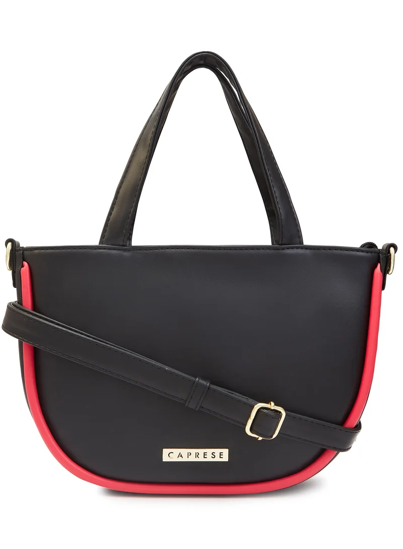 CAPRESE Caprese Gracie Solid Black Faux Leather Medium Satchel Bag