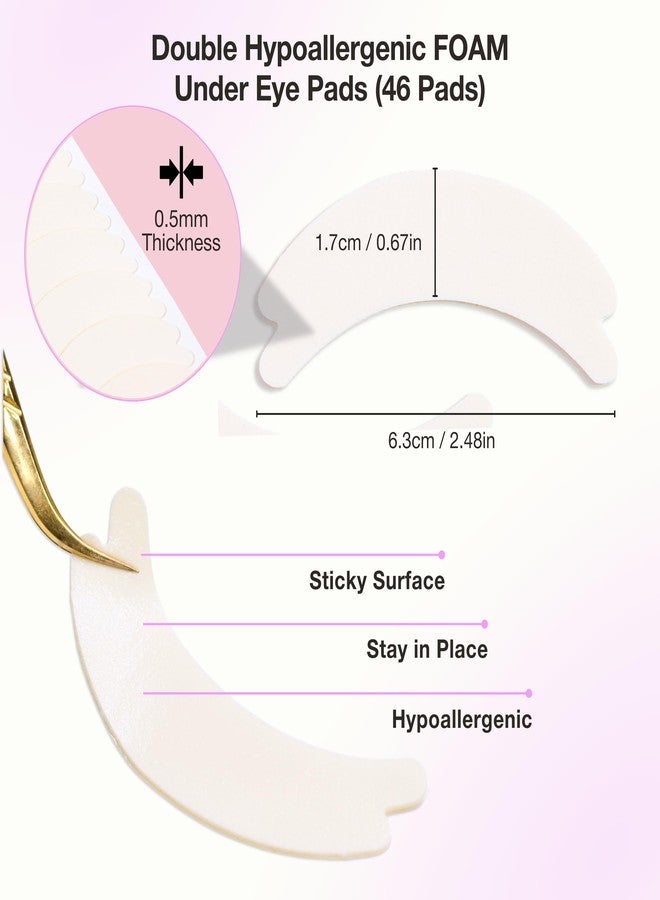 Curacoro Double Foam Eye Pads For Lash Extension, Hypoallergenic Eye Pads Lash Extension Supplies for Oily Skin & Sensitive Eyes, Soft Sticky Pads for Lash Perm Lamination, Lash Remover (46 Pads - Image 3