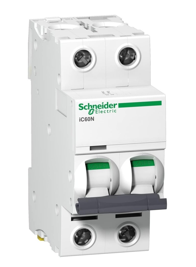 Schneider Electric Acti9 iC60N 2P 40A C Miniature Circuit breaker, A9F44240
