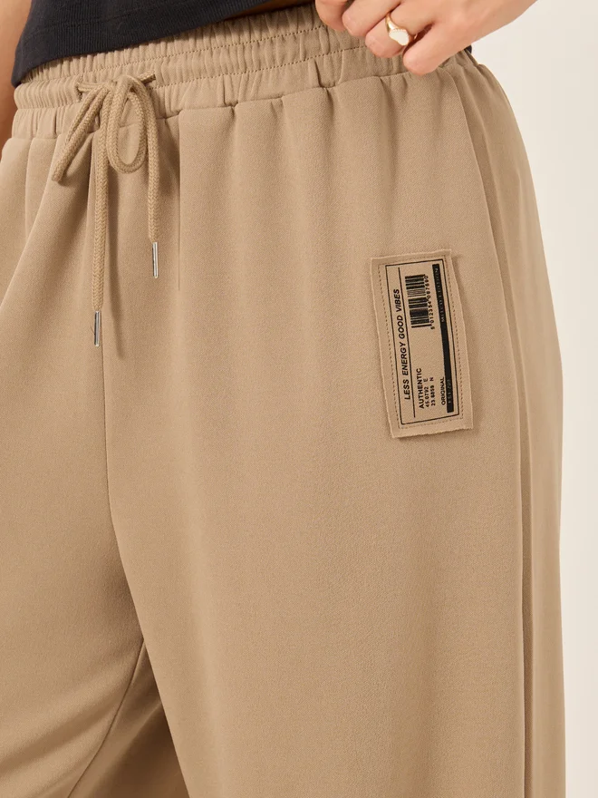 Styli Styli Badge Detail Scuba Wide Leg Joggers