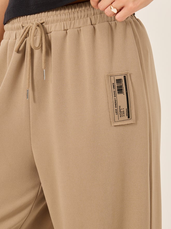 Styli Styli Badge Detail Scuba Wide Leg Joggers - Image 3