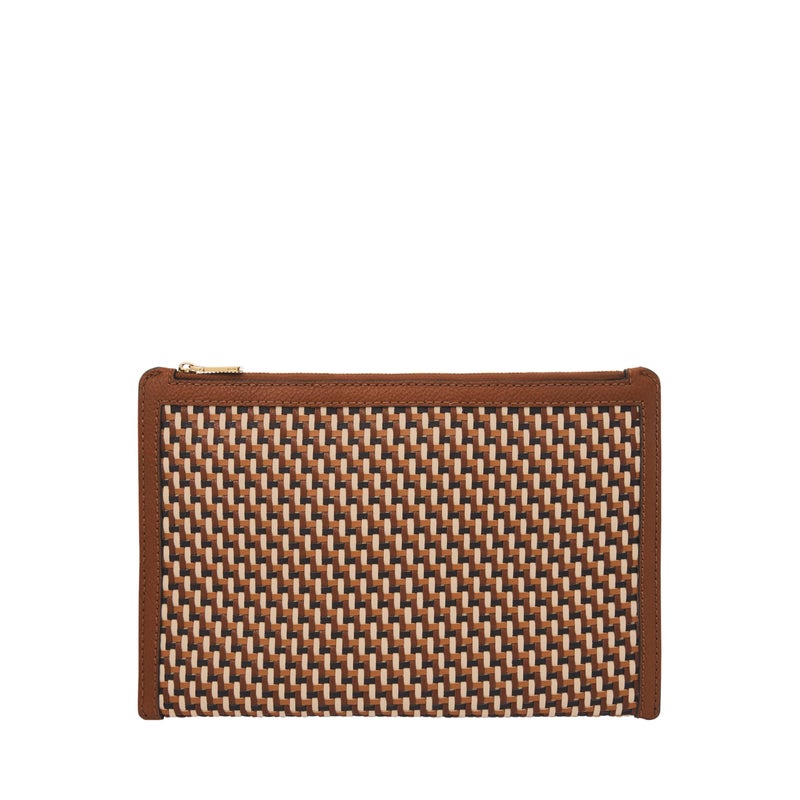 Fossil Womens Gift Faux Leather Pouch Neutral Woven Model SLG1612249 - Image 2