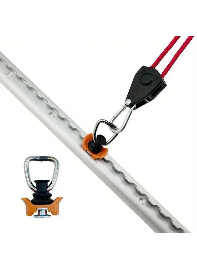 6pcs Orange Heavy Duty Single Stud Fitting L Track For Airline Aluminum L Track Rail Logistic Installation With Break Strength Capacity 3499.99lb Stainless Steel D Ring And W Plastic Base Keeper For Cargo Control And Secure Fastening - Image 2