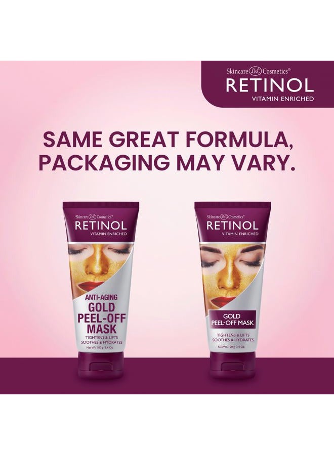 RETINOL Gold Peel-Off Mask - Tightens, Lifts, Soothes & Hydrates Skin For Luminous Finish - Real Gold Helps Firm & Brighten While Flower Extracts Nourish & Restore Youthful Texture - Image 2