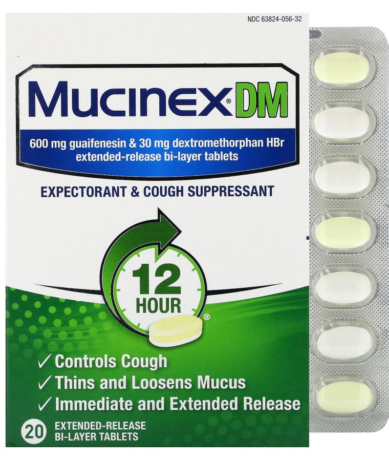 MUCINEX 20 قرص ممتد الإفراز ذو طبقتين