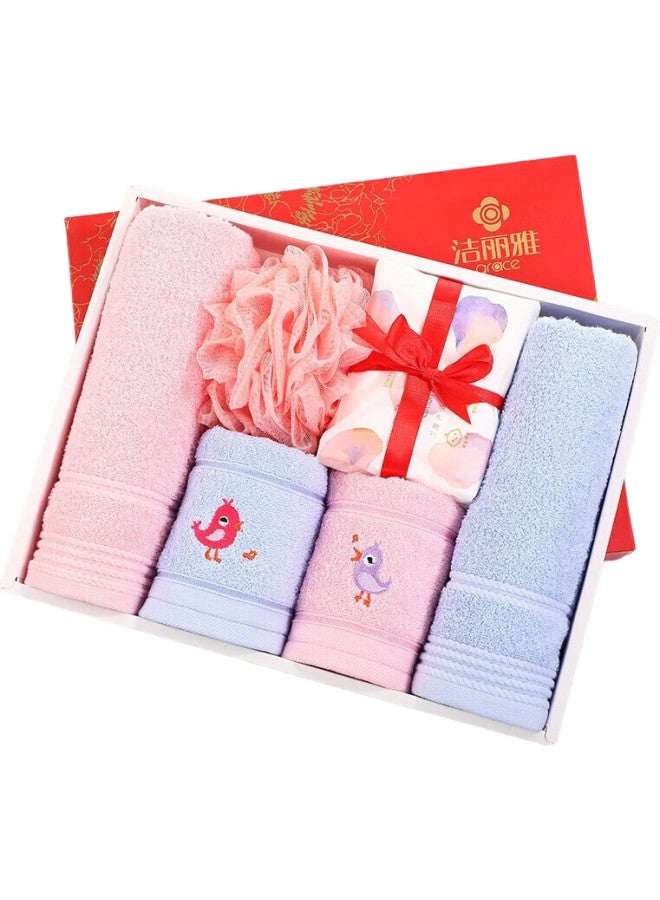 Grace Jieliya Towel Gift Set, 6-Piece Long-Staple Cotton Absorbent Towels With Shower Flowers, Company Benefits, Excluding Handbag - Image 3