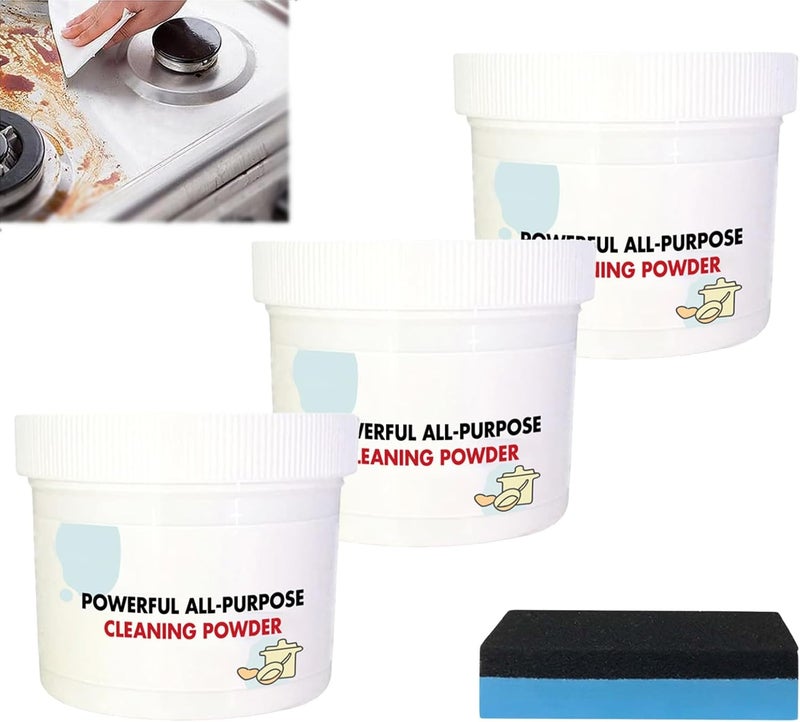 كلاراكو مسحوق تنظيف قوي متعدد الأغراض للمطبخ، عامل تنظيف قوي متعدد الاستخدامات للمنزل، منظف رغوي للمطبخ، منظف للبقع الصعبة، مزيل صدأ رغوي، مسحوق تنظيف متعدد الأغراض للمطبخ (3 قطع) - Image 1