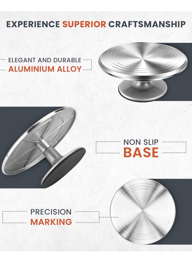 RFAQK RFAQK 12 Inch Aluminum Alloy Revolving Cake Stand, Cake Turntable for Decorating Rotating Cake Stand for Cupcakes, Pastries and Cake Decorations  - Image 3