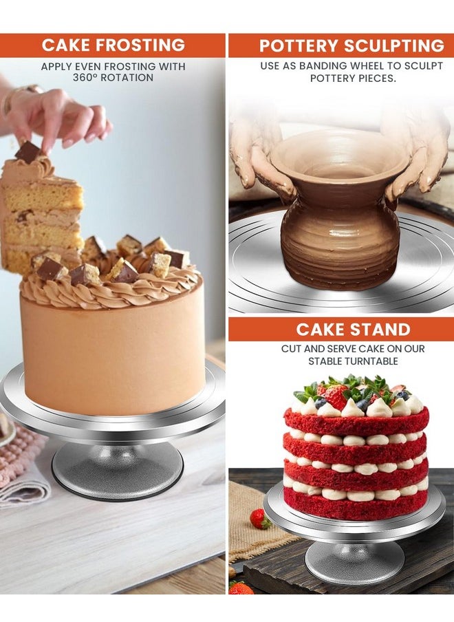 RFAQK RFAQK 12 Inch Aluminum Alloy Revolving Cake Stand, Cake Turntable for Decorating Rotating Cake Stand for Cupcakes, Pastries and Cake Decorations  - Image 5