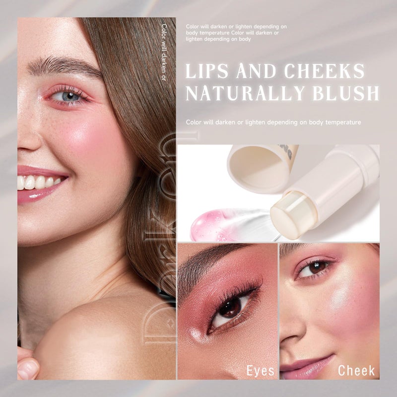 NewBang Color Changing Blush Stick for Cheeks Makeup,Clear Blush PH Temperature Changing Pink Cream Blusher Magic Waterproof Face Stick Multi-Use Lips and Cheek Tint,Matte Finish Natural Lightweight - Image 2
