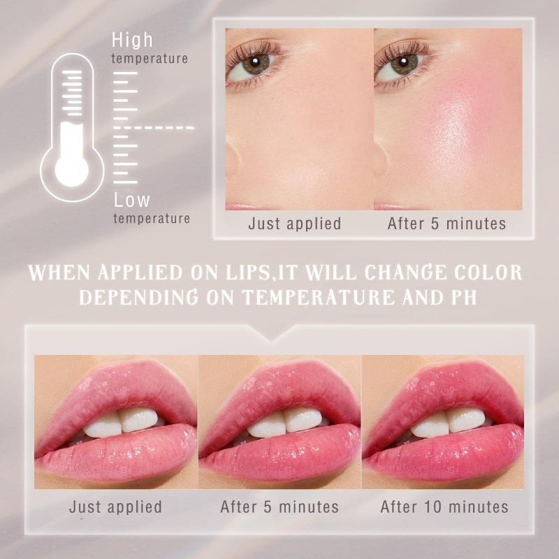 NewBang Color Changing Blush Stick for Cheeks Makeup,Clear Blush PH Temperature Changing Pink Cream Blusher Magic Waterproof Face Stick Multi-Use Lips and Cheek Tint,Matte Finish Natural Lightweight - Image 3