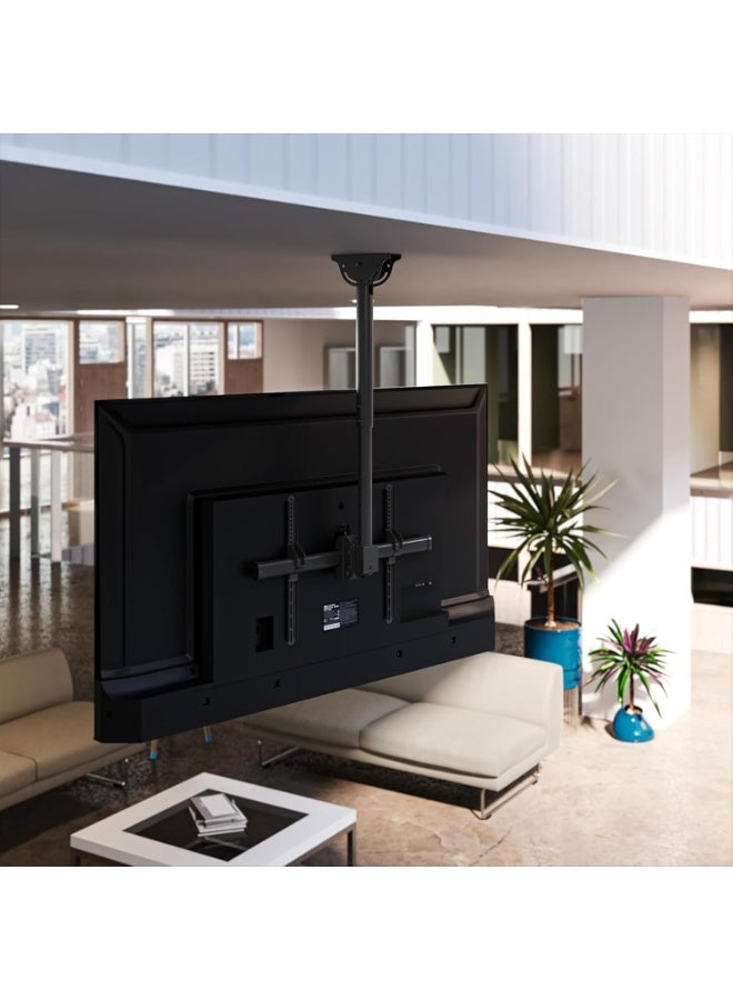 حامل تلفزيون سقفي بحركة كاملة وارتفاع قابل للتعديل – دوران 360 درجة – يناسب الشاشات المسطحة حتى 75 بوصة – يتحمل حتى 50 كجم – أسود - Image 4