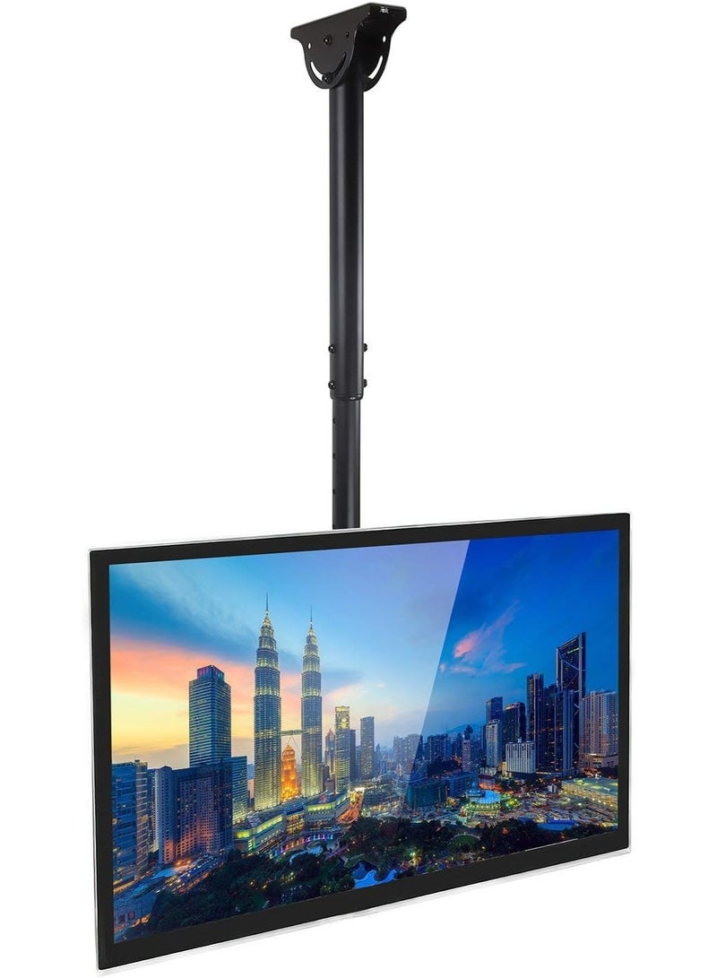 حامل تلفزيون سقفي بحركة كاملة وارتفاع قابل للتعديل – دوران 360 درجة – يناسب الشاشات المسطحة حتى 75 بوصة – يتحمل حتى 50 كجم – أسود - Image 1