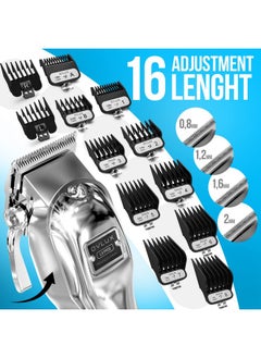 OVLUX OVLUX Professional Cordless Hair Clippers for Men, Rechargeable Full Metal Beard Trimmer, Barbers Trimmer, Ideal Gift for Men, Dad - Silver.  - Image 2