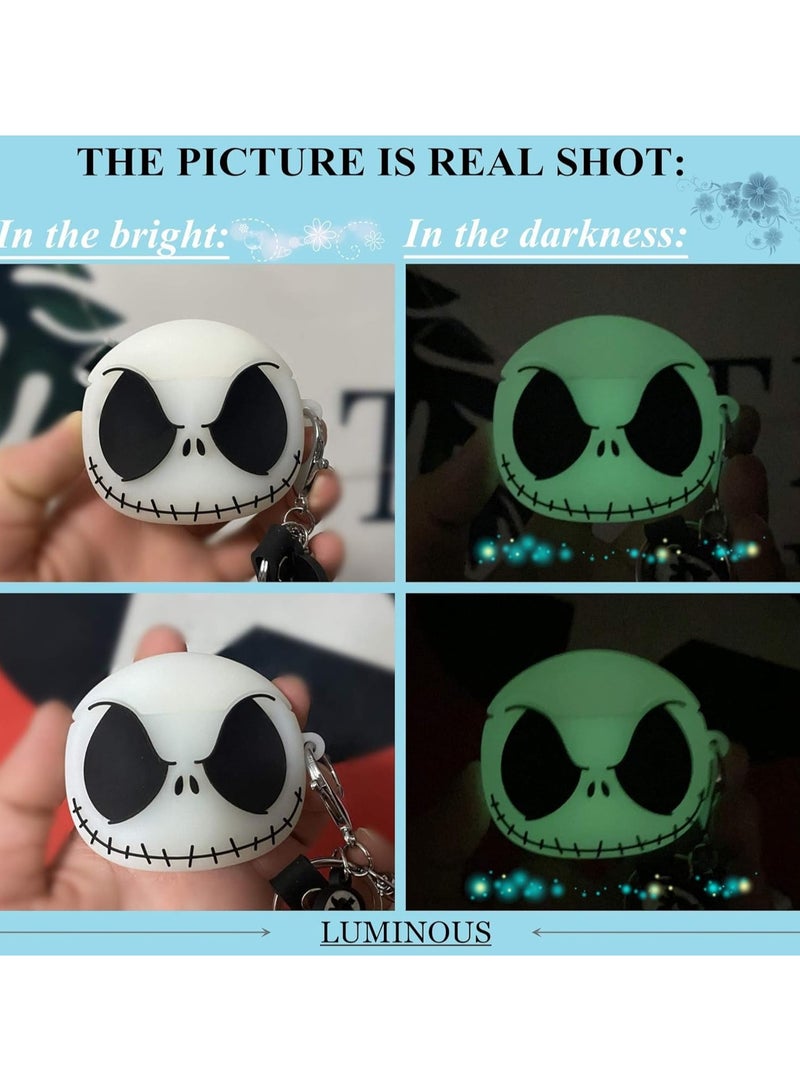 عام غطاء لسماعات Airpods Pro، غطاء مع سلسلة مفاتيح، غطاء جمجمة مضيء متوافق مع Airpods Pro - Image 2