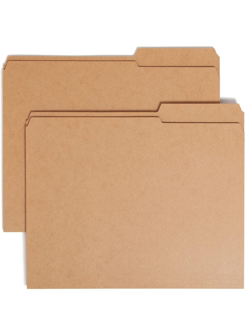 Smead Smead File Folder, Reinforced 2/5-Cut Tab Right Position, Guide Height, Letter Size, Kraft, 100 per Box (10786)  - Image 1