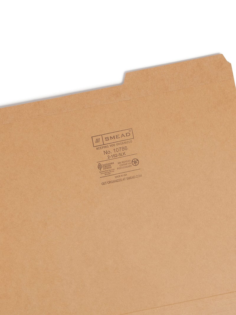 Smead File Folder, Reinforced 2/5-Cut Tab Right Position, Guide Height, Letter Size, Kraft, 100 per Box (10786) - Image 3