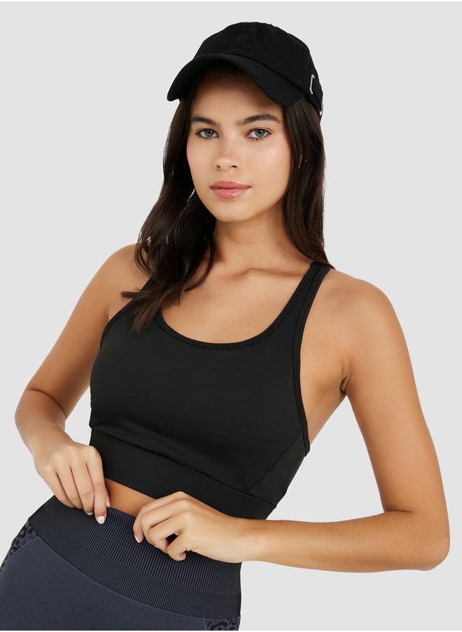 Styli Mesh Insert Overlay Strap Back Detail Active Sports Bra  - Image 3