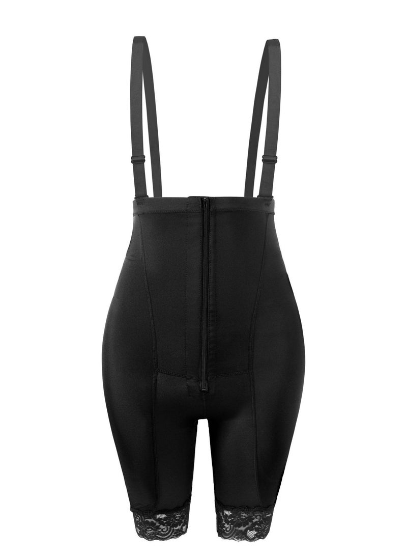 Loquat Womens Body Shaper Tummy Control Underwear Boxer Briefs With Shoulder Strap Solid Color Slim Sponge Pad High Waist Shapewear Hip Lift Underpants Black 