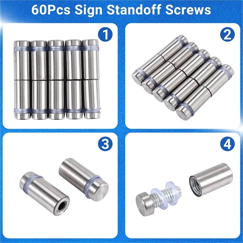 100/200Pcs Sign Standoff Screws Advertising Stainless Steel Wall Mounts Glass Acrylic Nail for Artwork(100pcs) - Image 2