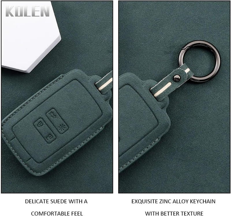 Leather Key Fob Cover for Koleos, Kadjar, Clio, Megane, Talisman, Espace, Zoe, Scenic, Dacia Sandero - Stylish Protection(White Set 2) - Image 3