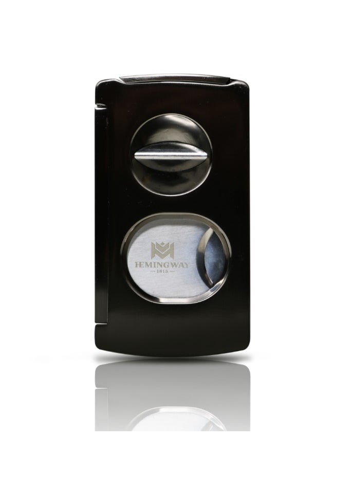 Hemingway Hemingway Luxury Cutter Stainless Steel V-Cut and Round Cut with Punch Black for Home and Office Use  - Image 1