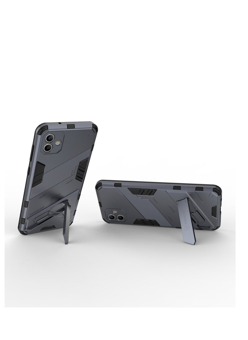 Generic - Punk Armor 2 in 1 PC Tpu Shockproof Phone Case with Invisible Holder For Samsung Galaxy A04e (Grey) - Image 1