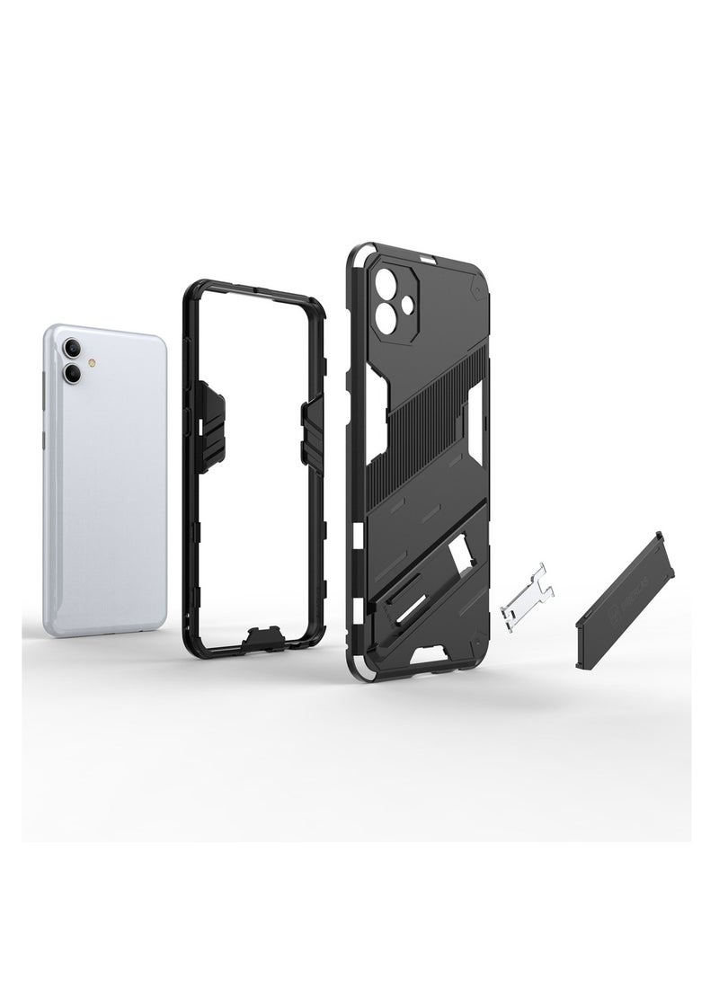 Generic - Punk Armor 2 in 1 PC Tpu Shockproof Phone Case with Invisible Holder For Samsung Galaxy A04e (Grey) - Image 1