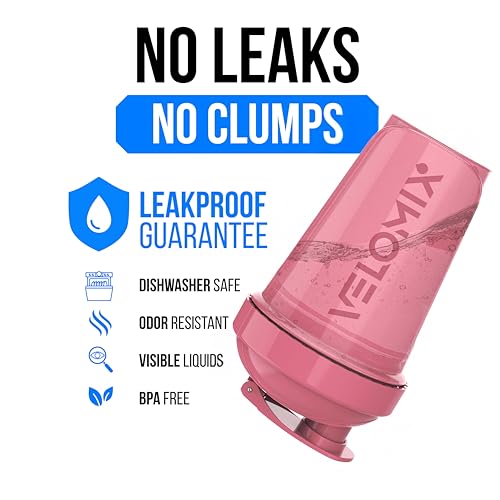 VELOMIX -2 Pack- 20 oz Protein Shaker Bottles for Protein Mixes - 2x Wire Whisk | Leak Proof Shaker Cups for Protein Shakes and Pre Workout | Protein Shaker Bottle Pack (A4) Pink/Turquoise - Image 3