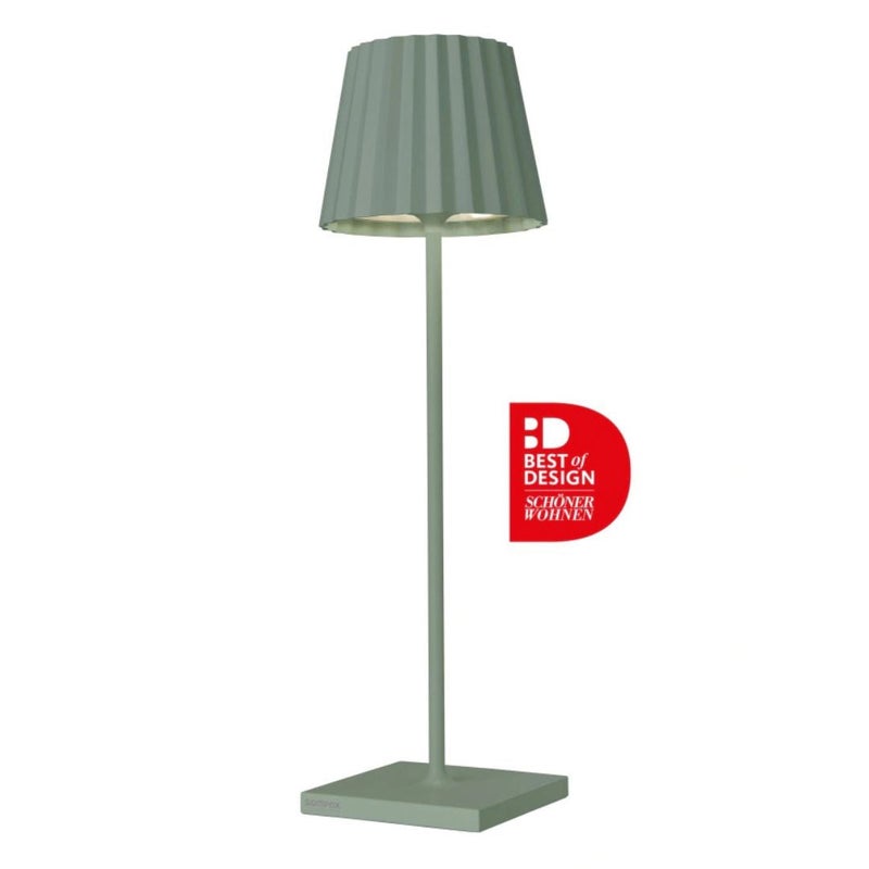 Sompex Troll 2.0 LED Table Lamp | IP54 (splash and dust proof) | 2 warm white light colours | Stepless touch dimmer | Wireless Indoor & Outdoor | Aluminium | Brightness memory | H 38 cm - Green - Image 1