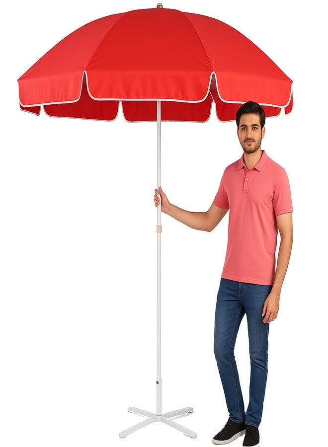 RAINPOPSON Garden Umbrella With Stand 8ft/48In Outdoor Big Size for Garden, Shop, Hotel, Restudent Garden Umbrella (Red) Pack of 1 - Image 1