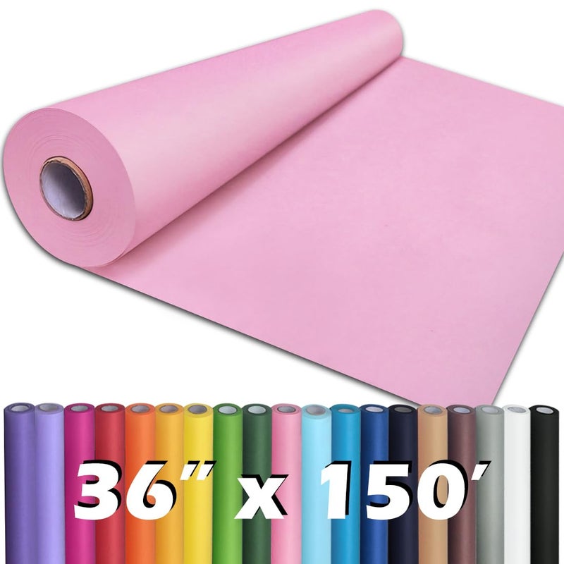PH PERKHOMY PerkHomy Light Pink Kraft Paper Roll 36" x 1,800" (150') for Gift Wrapping Bouquet Flower Art Painting Craft Writing Packaging Shipping 80GSM 55LB (Light Pink, 36" x 150') - Image 1